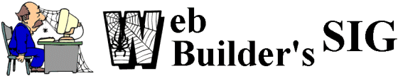 Web builders header - man-computer covered with cobwebs